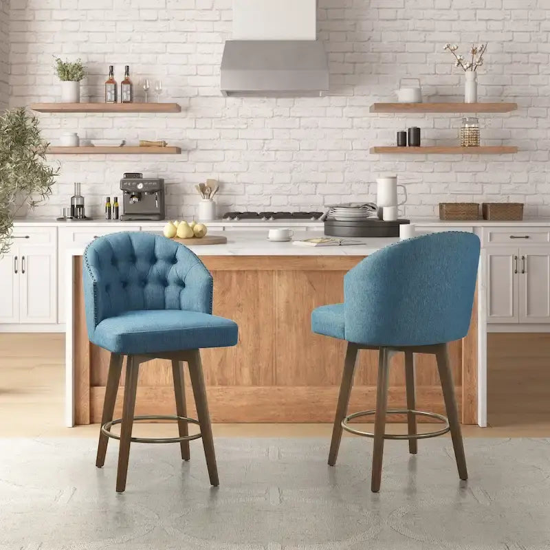 Madison Park Boyle Upholstered 360 Degree Swivel Counter Stool 26 H