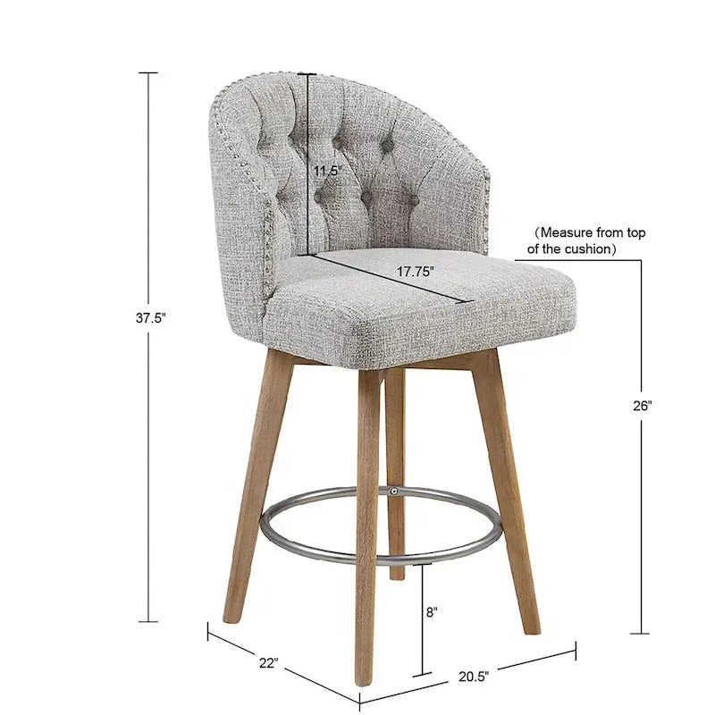 Madison Park Boyle Upholstered 360 Degree Swivel Counter Stool 26 H