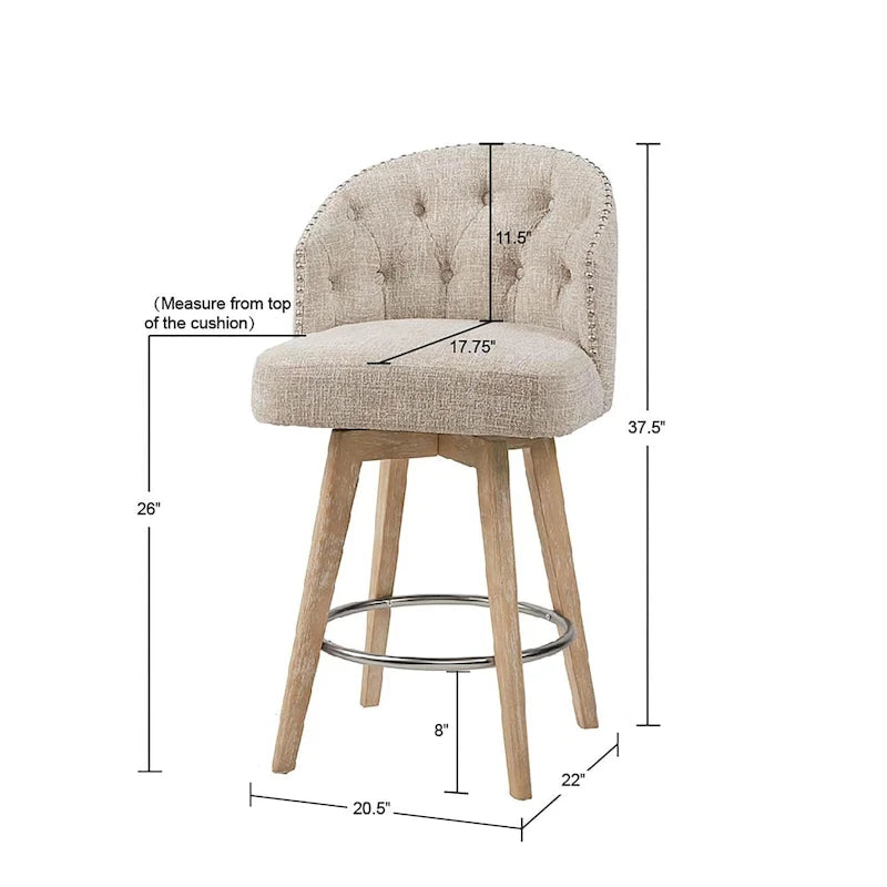 Madison Park Boyle Upholstered 360 Degree Swivel Counter Stool 26 H