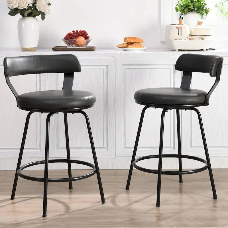 Hausfame Metal Counter Height Industrial Swivel Bar Stools