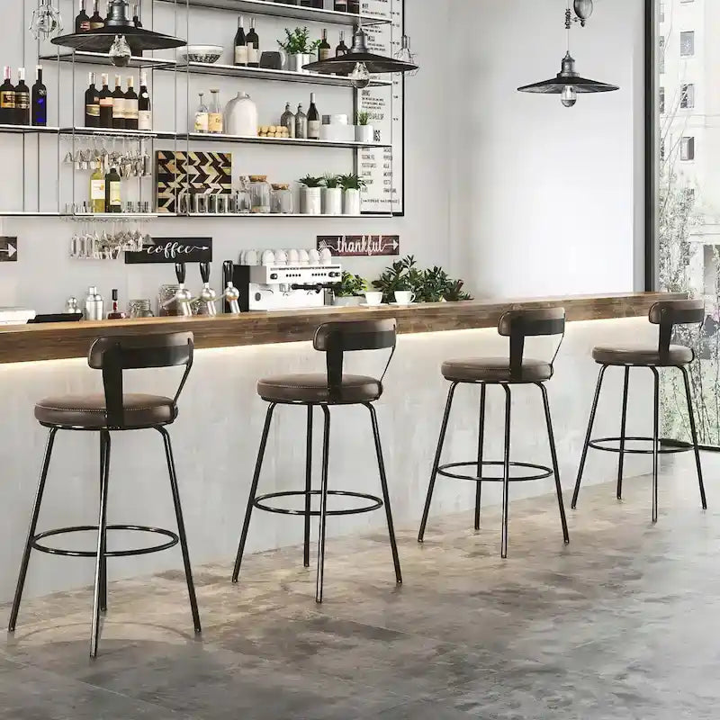 Hausfame Metal Counter Height Industrial Swivel Bar Stools