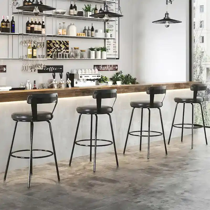 Hausfame Metal Counter Height Industrial Swivel Bar Stools