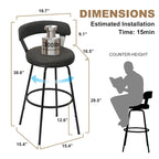 Hausfame Metal Counter Height Industrial Swivel Bar Stools