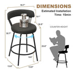 Hausfame Metal Counter Height Industrial Swivel Bar Stools