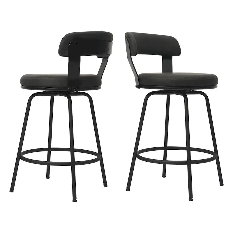Hausfame Metal Counter Height Industrial Swivel Bar Stools
