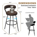 Hausfame Metal Counter Height Industrial Swivel Bar Stools