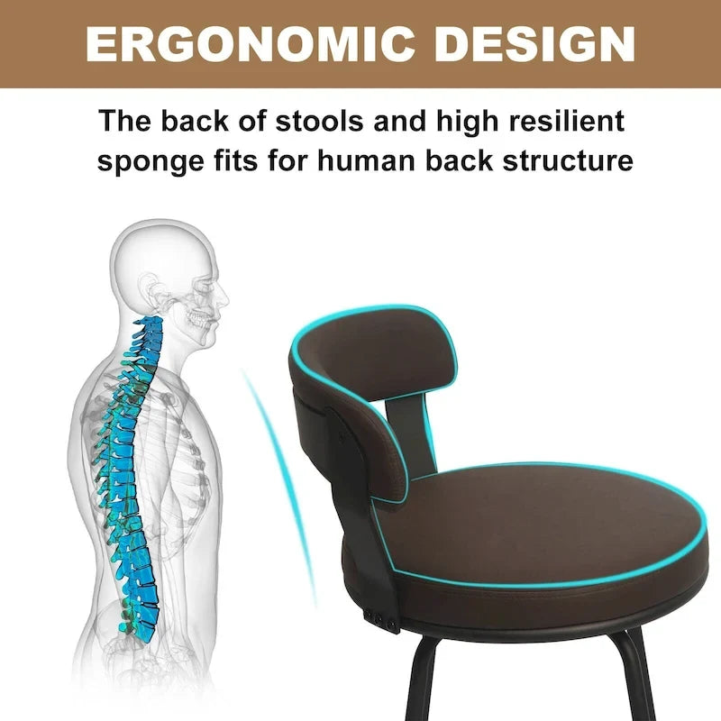 Hausfame Metal Counter Height Industrial Swivel Bar Stools