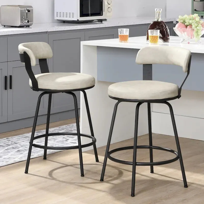 Hausfame Metal Counter Height Industrial Swivel Bar Stools