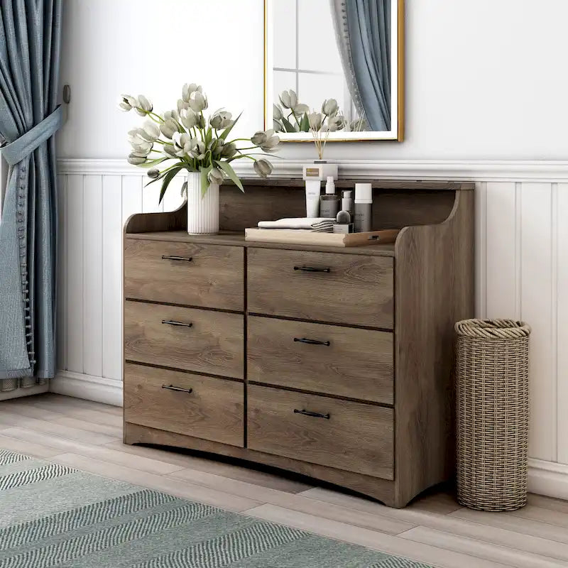 DH BASIC Simple Transitional 47-inch Wide 6-Drawer Double Dresser by Denhour