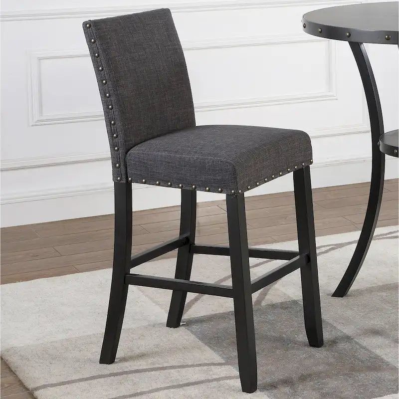 Roundhill Furniture Biony Fabric 29 Bar Stools with Nailhead Trim (Set of 2)