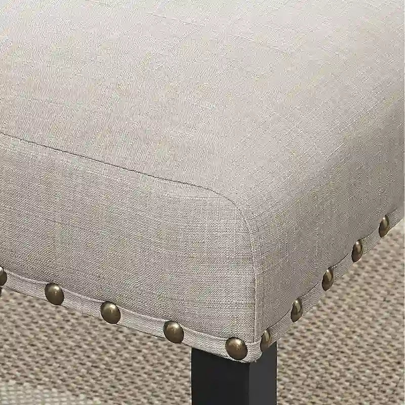 Roundhill Furniture Biony Fabric 29 Bar Stools with Nailhead Trim (Set of 2)