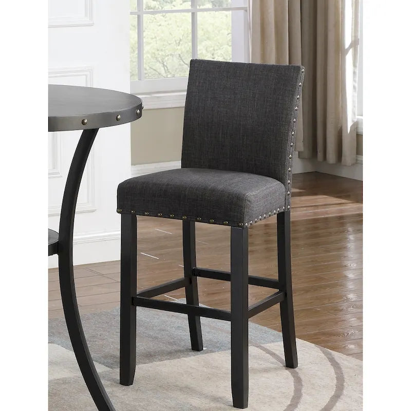 Roundhill Furniture Biony Fabric 29 Bar Stools with Nailhead Trim (Set of 2)