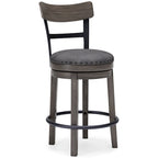 Signature Design by Ashley Caitbrook Gray Upholstered Swivel Barstool, Single