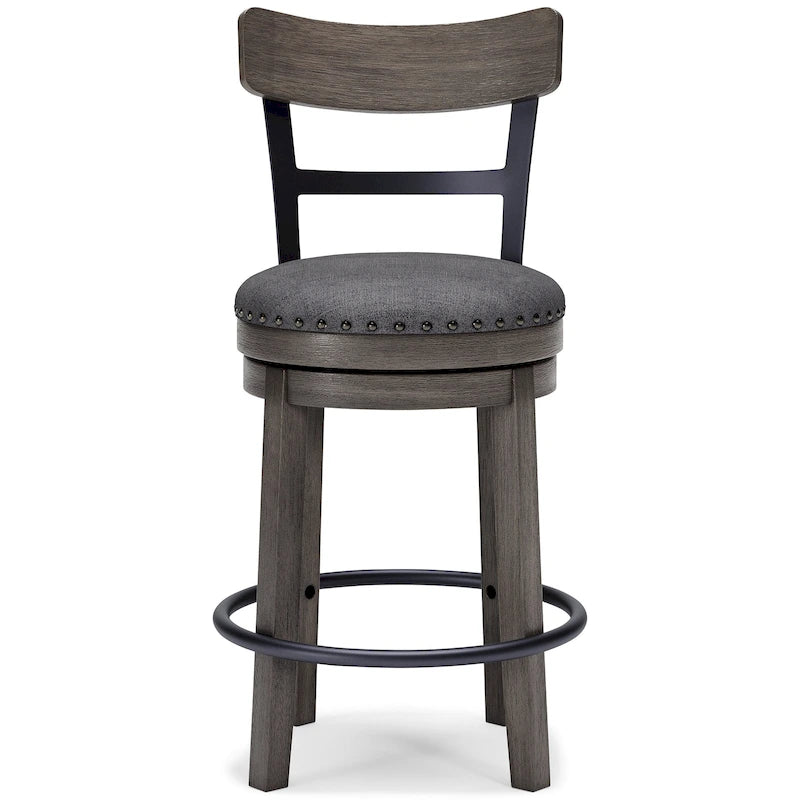 Signature Design by Ashley Caitbrook Gray Upholstered Swivel Barstool, Single