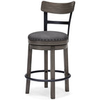 Signature Design by Ashley Caitbrook Gray Upholstered Swivel Barstool, Single