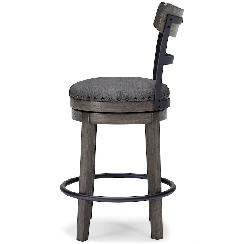 Signature Design by Ashley Caitbrook Gray Upholstered Swivel Barstool, Single