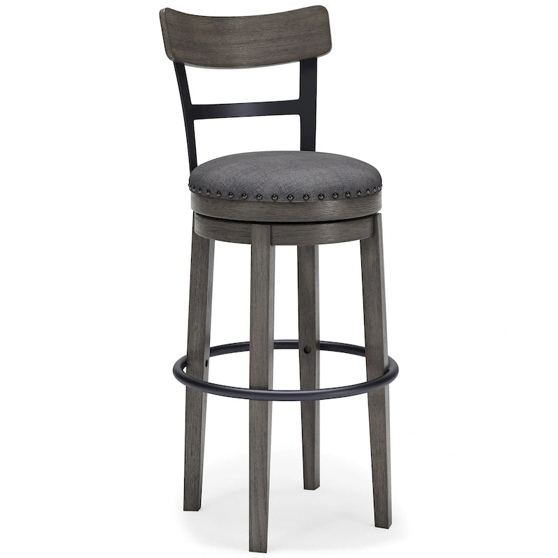 Signature Design by Ashley Caitbrook Gray Upholstered Swivel Barstool, Single