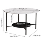Modern Coffee Tables Round 2 Tier Sintered Stone Tabletop - 31.5 W x 18.7 H
