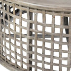 Grey Solid Wood Rattan Round Coffee Table by East at Main