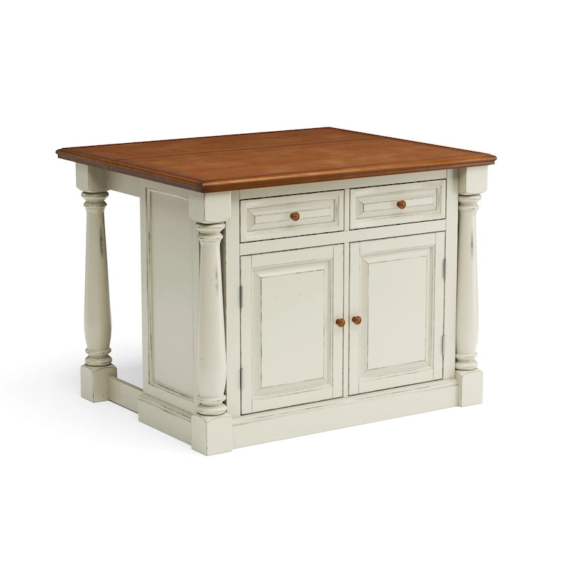 Monarch Off-White Wood Kitchen Island by Homestyles - 48 x 36 x 25