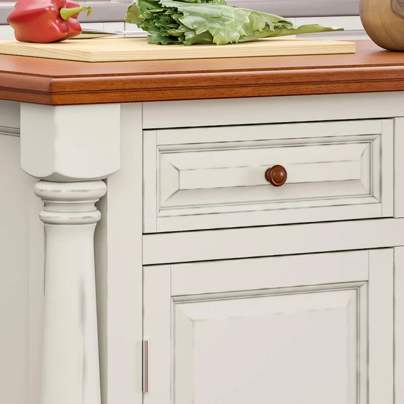 Monarch Off-White Wood Kitchen Island by Homestyles - 48 x 36 x 25