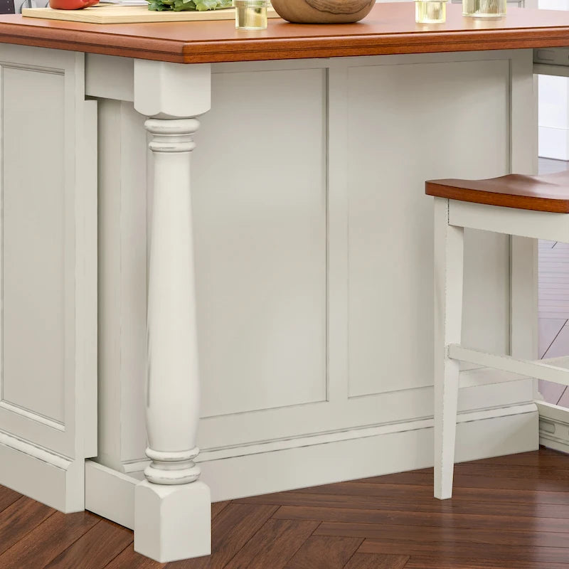 Monarch Off-White Wood Kitchen Island by Homestyles - 48 x 36 x 25