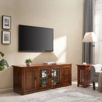 Leick Home Solid Wood Mission Oak Four Door TV Stand
