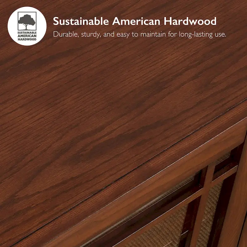 Leick Home Solid Wood Mission Oak Four Door TV Stand