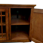 Leick Home Solid Wood Mission Oak Four Door TV Stand