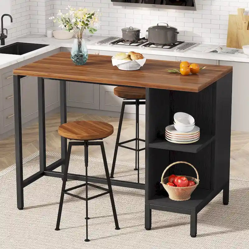 43 Wide Kitchen Island, Kitchen Counter Table with 5 Open Shelves