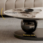 51 Modern Pandora Oval Coffee Table with Glossy Sintered stone top, Luxury Coffee Table, Stainless Steel Legs for Livingroom