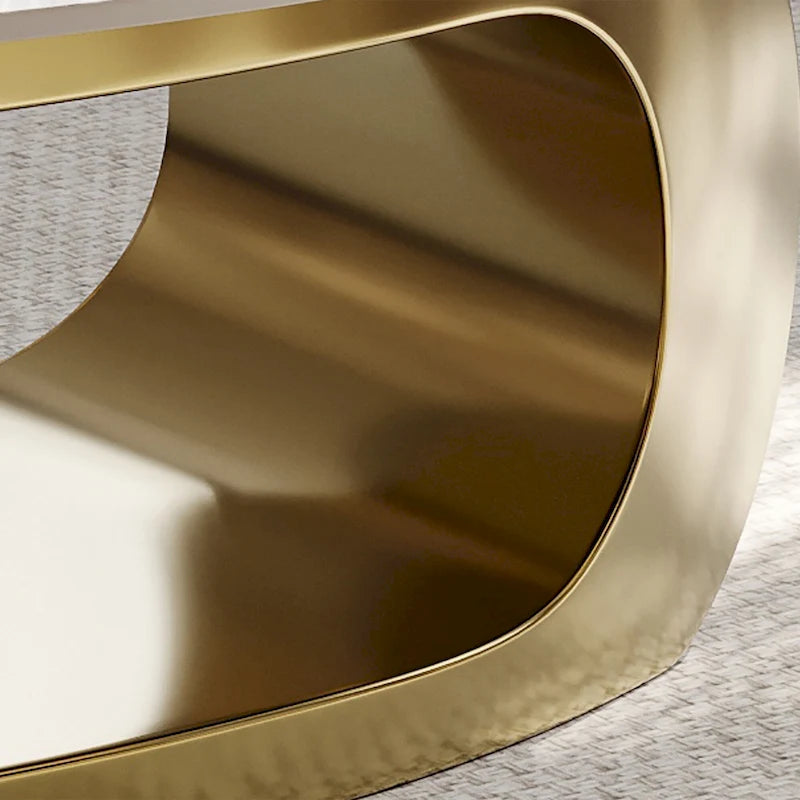 51 Modern Pandora Oval Coffee Table with Glossy Sintered stone top, Luxury Coffee Table, Stainless Steel Legs for Livingroom