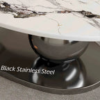 51 Modern Pandora Oval Coffee Table with Glossy Sintered stone top, Luxury Coffee Table, Stainless Steel Legs for Livingroom