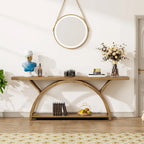 Narrow Long Console Table Sofa Table with Half Moon Frame