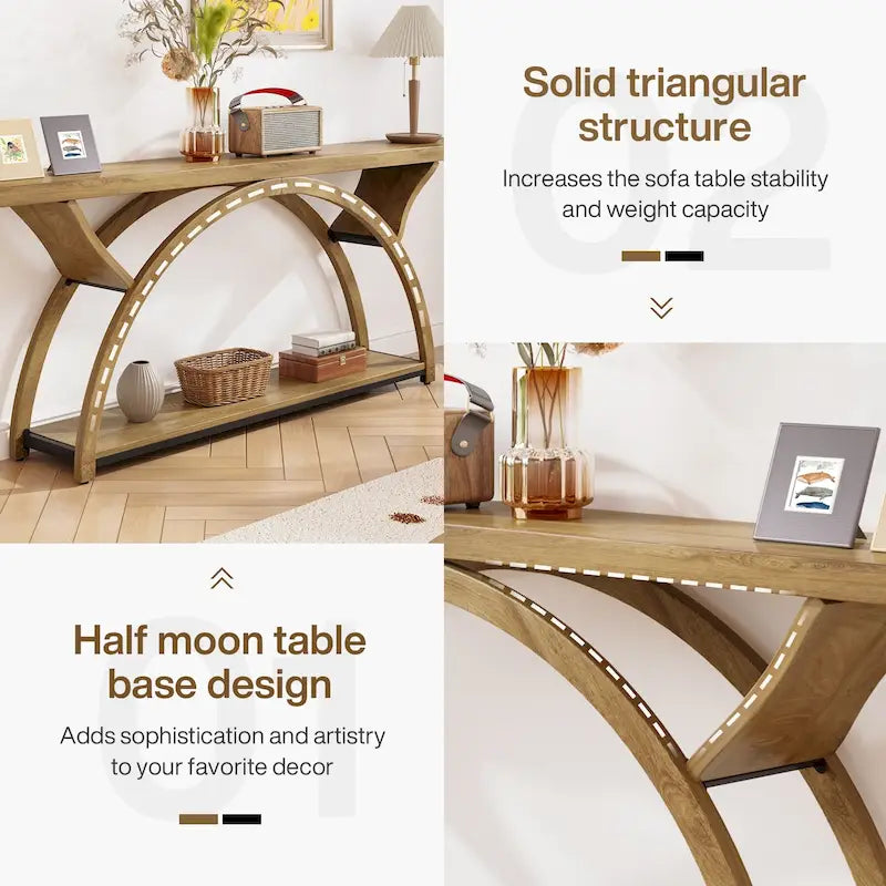 Narrow Long Console Table Sofa Table with Half Moon Frame