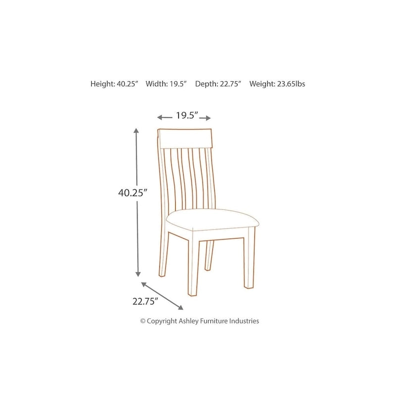 Ralene Dining Room Chair - Set of 2 - Medium Brown - 19.5 W x 22.63 D x 40.25 H