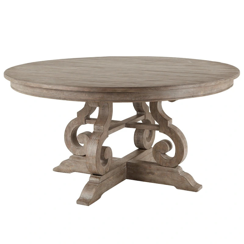 The Gray Barn Manderley Traditional Dovetail Grey 60-inch Round Dining Table - dove tail grey