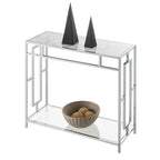 Convenience Concepts Town Square Chrome Faux Marble Glass Hall Table with Shelf