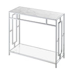 Convenience Concepts Town Square Chrome Faux Marble Glass Hall Table with Shelf
