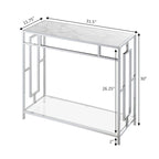 Convenience Concepts Town Square Chrome Faux Marble Glass Hall Table with Shelf