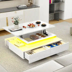 Moasis Modern Coffee Table with Storage High Glossy LED for Living Room