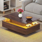 Moasis Modern Coffee Table with Storage High Glossy LED for Living Room