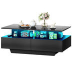 Moasis Modern Coffee Table with Storage High Glossy LED for Living Room