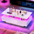 Moasis Modern Coffee Table with Storage High Glossy LED for Living Room