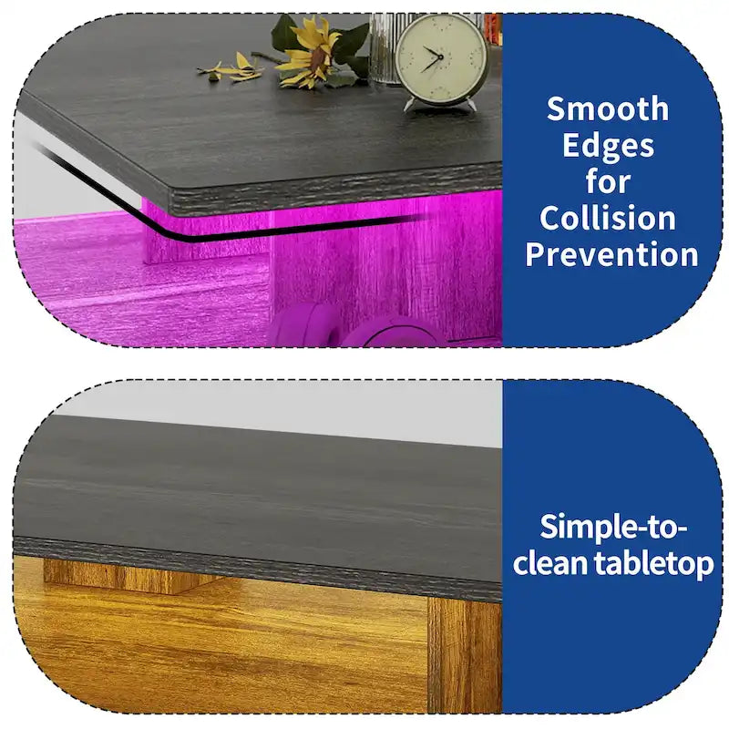 Moasis Modern Coffee Table with Storage High Glossy LED for Living Room