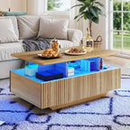 Moasis Modern Coffee Table with Storage High Glossy LED for Living Room