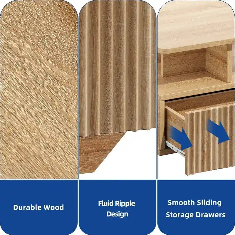 Moasis Modern Coffee Table with Storage High Glossy LED for Living Room