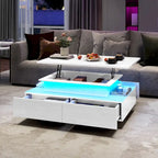 Moasis Modern Coffee Table with Storage High Glossy LED for Living Room