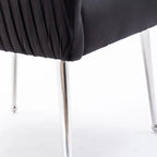 SEYNAR Modern Velvet Pleated Finish Back Dining Chair Set of 6 with Rear Handle