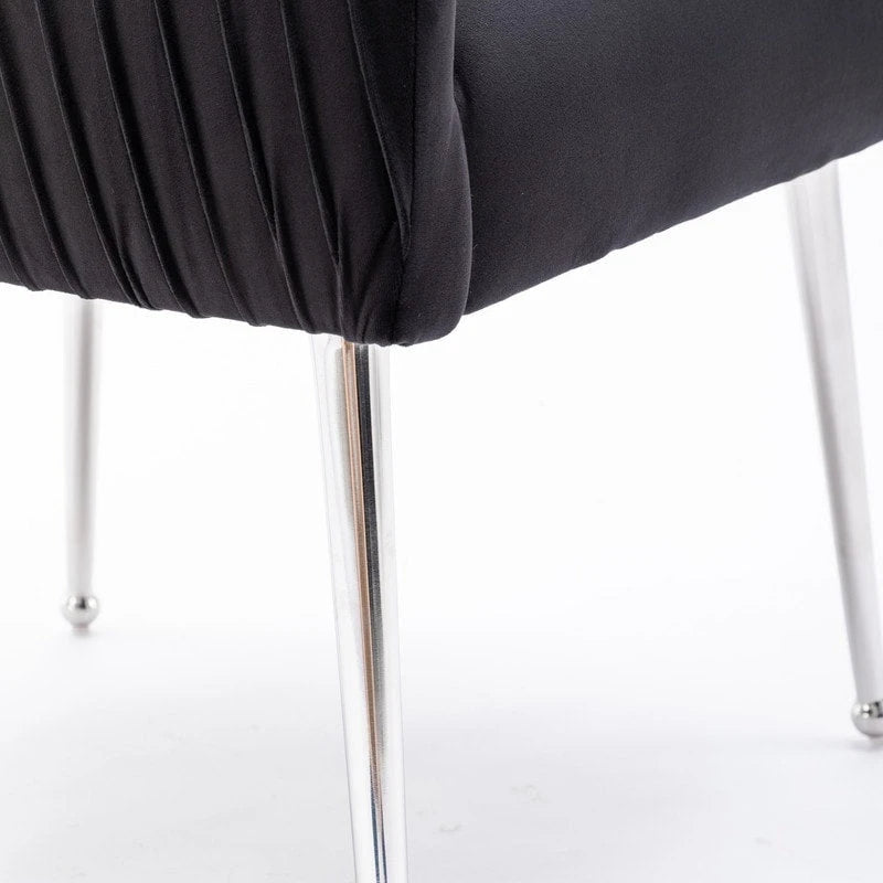 SEYNAR Modern Velvet Pleated Finish Back Dining Chair Set of 6 with Rear Handle
